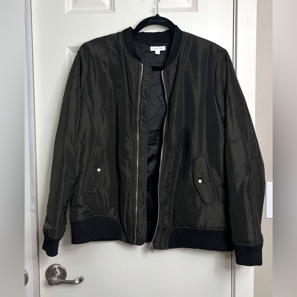Olivia Grey Bomber Jacket NWOT